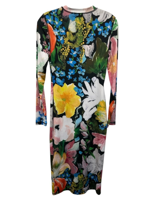 Stine Goya Size XS/S Pink, Black, & Multi Polyester Long Sleeve Paint Midi Dress Pink, Black, & Multi / XS/S