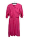 COS Size 2 Bright Pink Cotton Surplice 1/2 Sleeve Midi Pockets Dress Bright Pink / 2