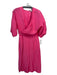 COS Size 2 Bright Pink Cotton Surplice 1/2 Sleeve Midi Pockets Dress Bright Pink / 2