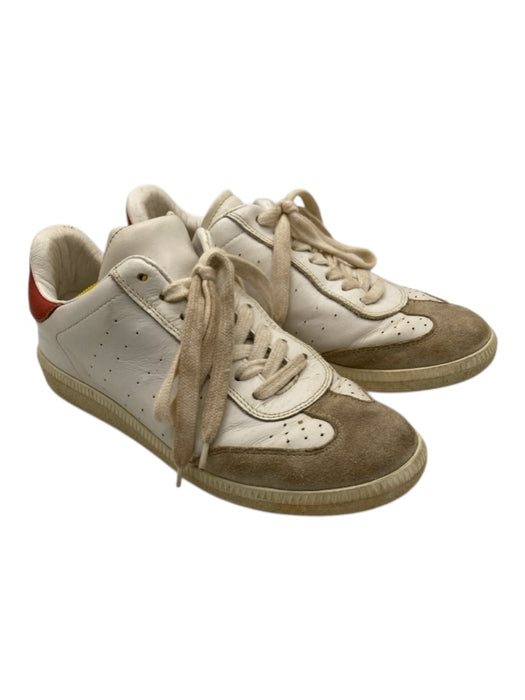 Isabel Marant Shoe Size 37 White & Red Leather Low Top Suede Sneakers White & Red / 37