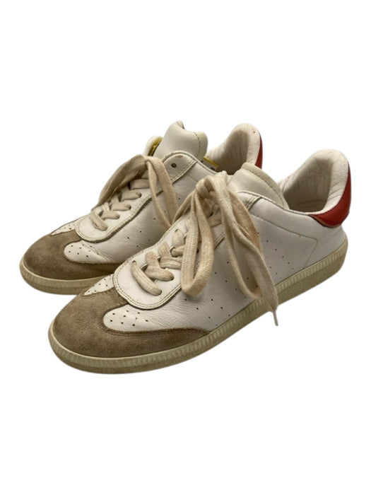 Isabel Marant Shoe Size 37 White & Red Leather Low Top Suede Sneakers White & Red / 37