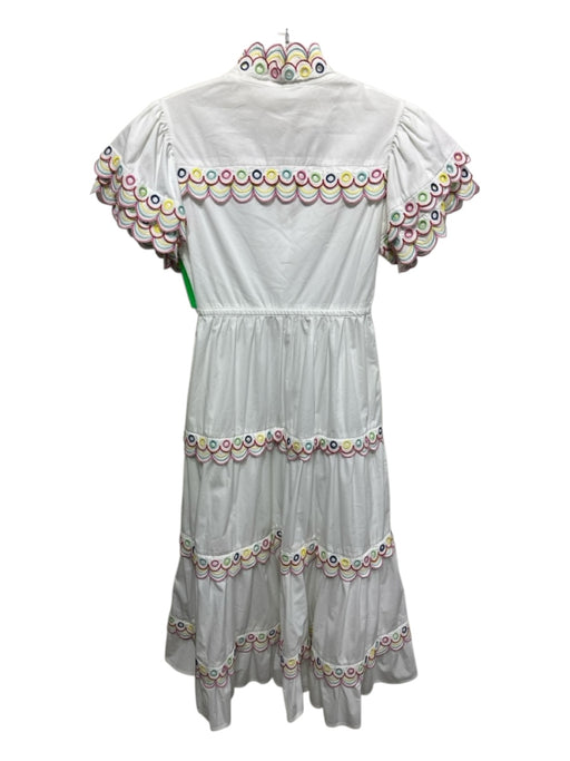 Celia B Size S White, Pink, Multi Cotton Short tiered sleeve Tiered Maxi Dress White, Pink, Multi / S