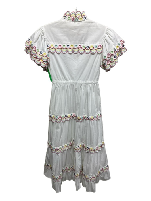 Celia B Size S White, Pink, Multi Cotton Short tiered sleeve Tiered Maxi Dress White, Pink, Multi / S