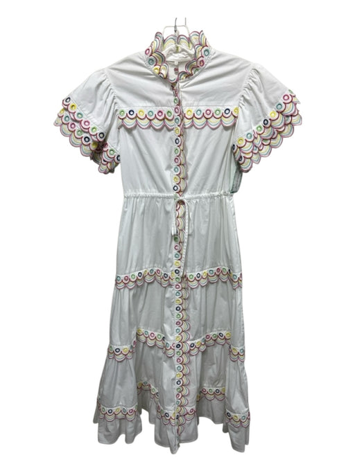 Celia B Size S White, Pink, Multi Cotton Short tiered sleeve Tiered Maxi Dress White, Pink, Multi / S