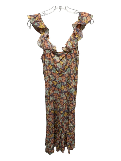 Veronica Beard Size 2 Red, Yellow, Multi Cotton Ruffle Cap Sleeve Floral Dress Red, Yellow, Multi / 2