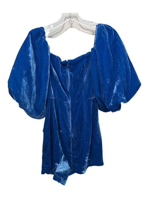 Rhode Size 2 Blue Viscose & Nylon Short Puff Sleeve Back Zip Velvet Mini Dress Blue / 2