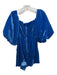 Rhode Size 2 Blue Viscose & Nylon Short Puff Sleeve Back Zip Velvet Mini Dress Blue / 2