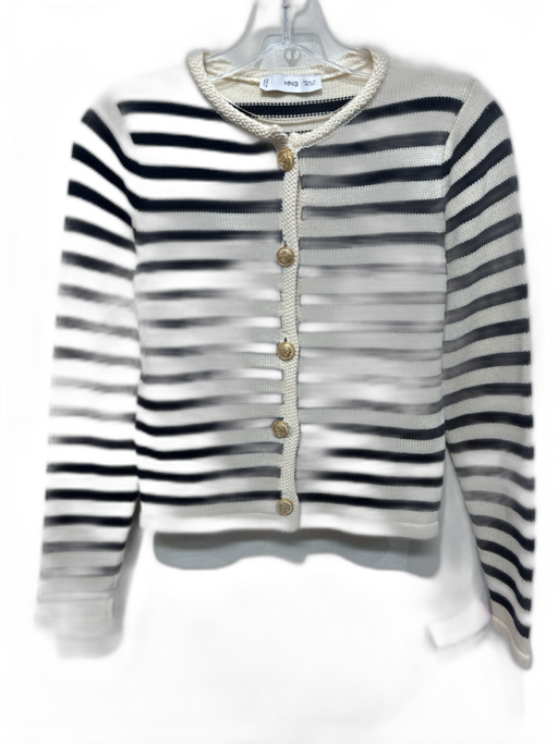 MNG Size XS B&W Acrylic Striped Gold Tone Hardware Cardigan B&W / XS