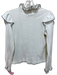 Sandro Size XS White Cotton Blend Long Sleeve Ruffles Pointelle Top White / XS