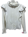 Sandro Size XS White Cotton Blend Long Sleeve Ruffles Pointelle Top White / XS
