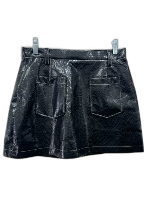 Baum und Pferdgarten Size 36 Black PU Leather Zip Back Snake Embossed Mini Skirt Black / 36