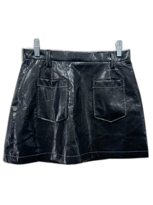 Baum und Pferdgarten Size 36 Black PU Leather Zip Back Snake Embossed Mini Skirt Black / 36