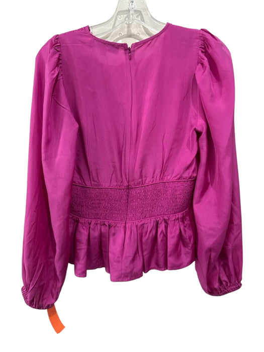 Sea New York Size 2 Fuchsia Pink Silk Smocked Shoulder V Neck Top Fuchsia Pink / 2