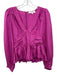 Sea New York Size 2 Fuchsia Pink Silk Smocked Shoulder V Neck Top Fuchsia Pink / 2