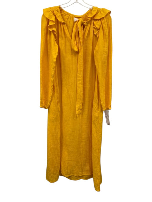XiRENA Size XS Yellow 100% Cotton Ruffle Shoulder Midi Dress Yellow / XS