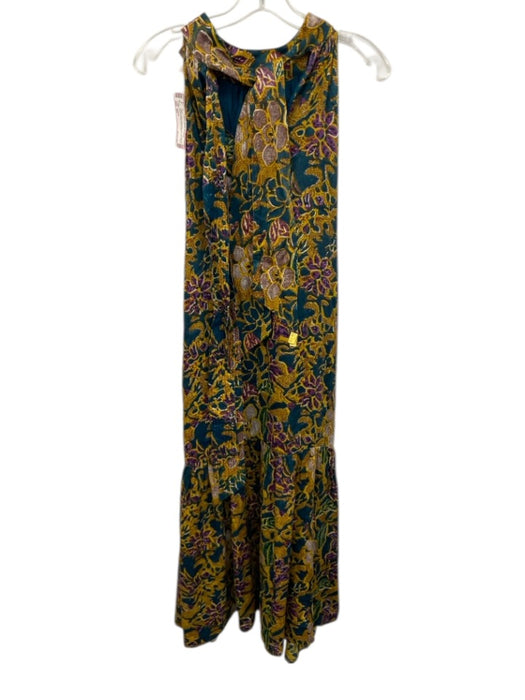 Cleobella Size XS green, yellow, and purple Viscose Floral Abstract Maxi Dress green, yellow, and purple / XS