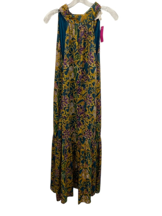 Cleobella Size XS green, yellow, and purple Viscose Floral Abstract Maxi Dress green, yellow, and purple / XS