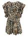 Ulla Johnson Size 2 cream, orange, blue, and black 100% Cotton Ruffle Mini Dress cream, orange, blue, and black / 2