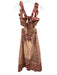 Zimmermann Size 1 Pink Cotton Tie Back Paisley Ruffle Straps Midi Dress Pink / 1