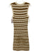 Veronica Beard Size XS White & Brown Cotton Blend Knit Striped Sleeveless Dress White & Brown / XS