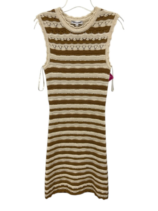 Veronica Beard Size XS White & Brown Cotton Blend Knit Striped Sleeveless Dress White & Brown / XS