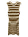 Veronica Beard Size XS White & Brown Cotton Blend Knit Striped Sleeveless Dress White & Brown / XS