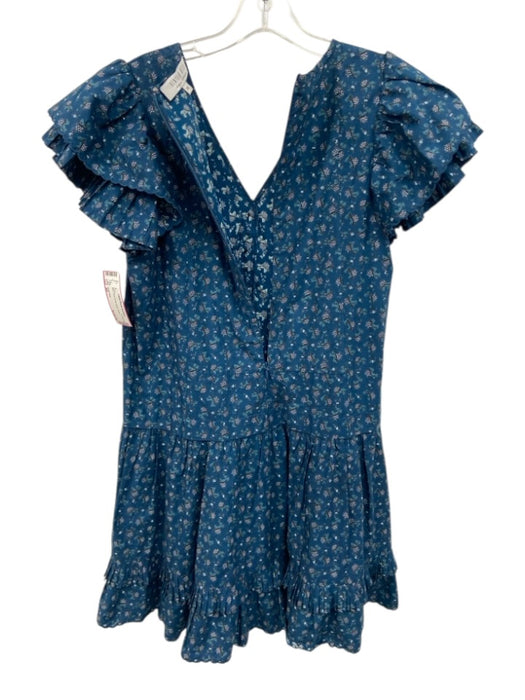 Hunter Bell Size XS Blue Floral Ruffle sleeve Short Dress Blue / XS