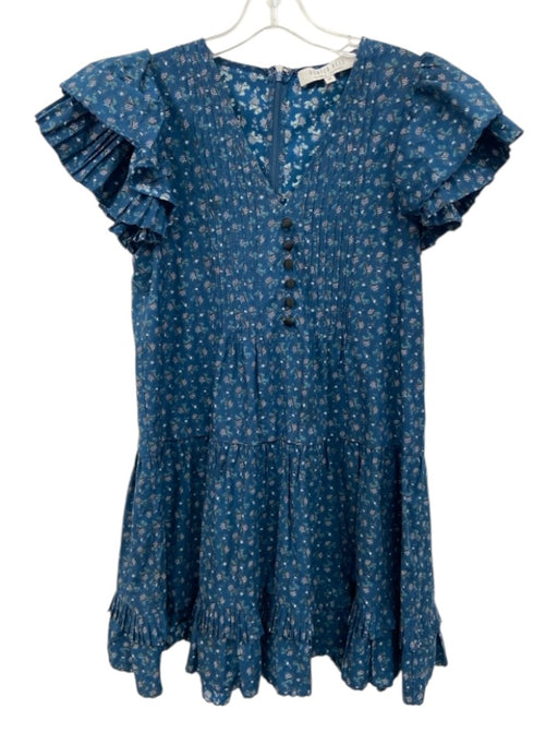 Hunter Bell Size XS Blue Floral Ruffle sleeve Short Dress Blue / XS