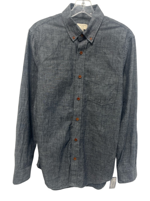 Club Monaco Size M Gray Cotton Solid Button Up Button Down Long Sleeve Shirt