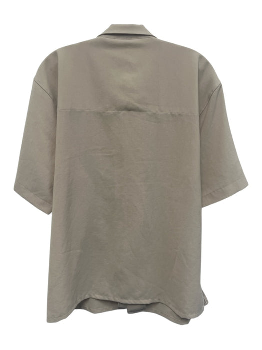 Lululemon Size Est M Tan Synthetic Solid Camp Collar Button up Short Sleeve Tan / Est M