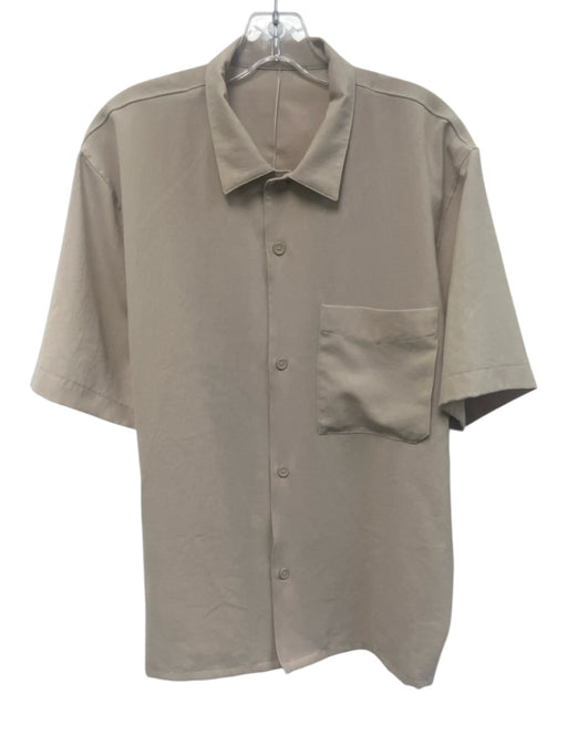 Lululemon Size Est M Tan Synthetic Solid Camp Collar Button up Short Sleeve Tan / Est M