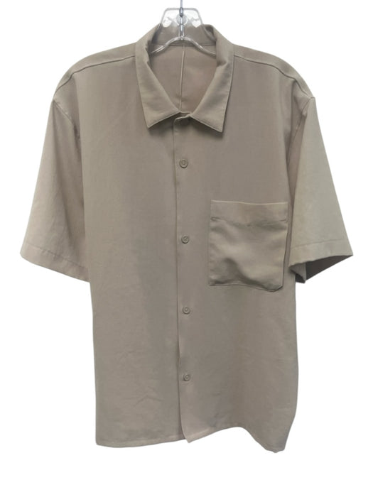 Lululemon Size Est M Tan Synthetic Solid Camp Collar Button up Short Sleeve Tan / Est M