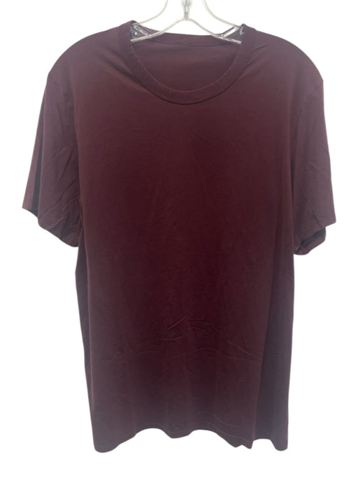 Lululemon Size Est M Dark Red Synthetic Solid T shirt Crew Men's Short Sleeve Dark Red / Est M