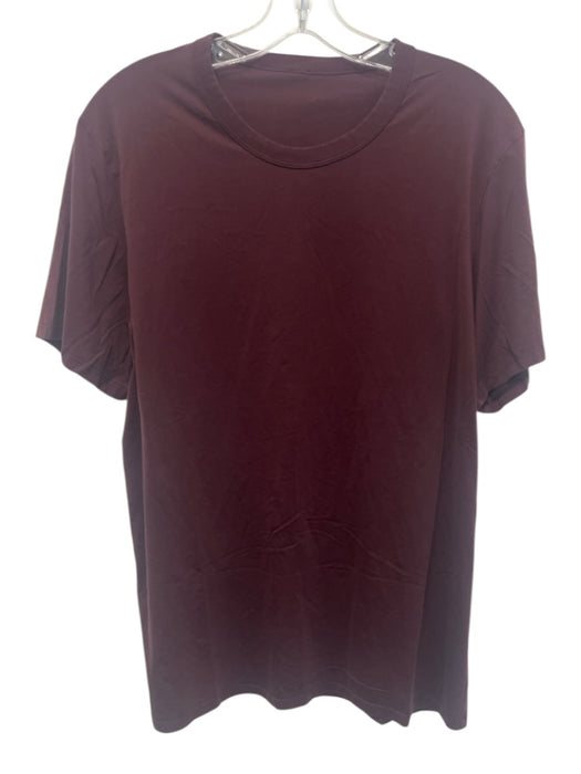 Lululemon Size Est M Dark Red Synthetic Solid T shirt Crew Men's Short Sleeve Dark Red / Est M