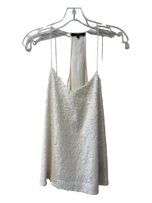 Tibi Size Small White Polyester Sequin Tank T Back Top White / Small