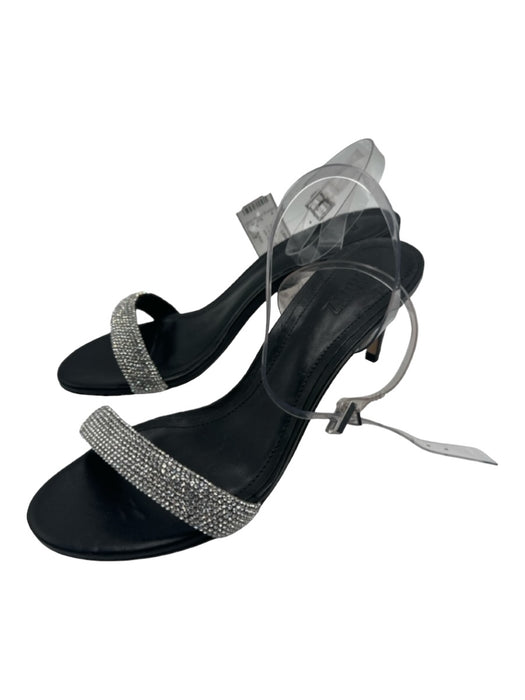 Schutz Shoe Size 7 Black & Clear leather sole open toe Rhinestone Pumps Black & Clear / 7