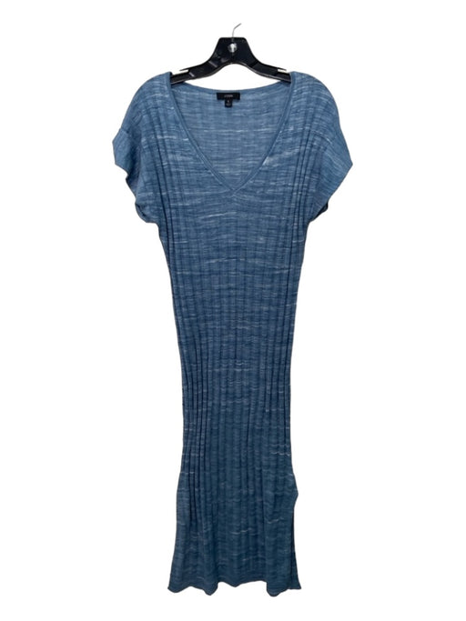 J Crew Size Small Blue Linen & Cotton Short Sleeve Ribbed Knit Heathered Dress Blue / Small