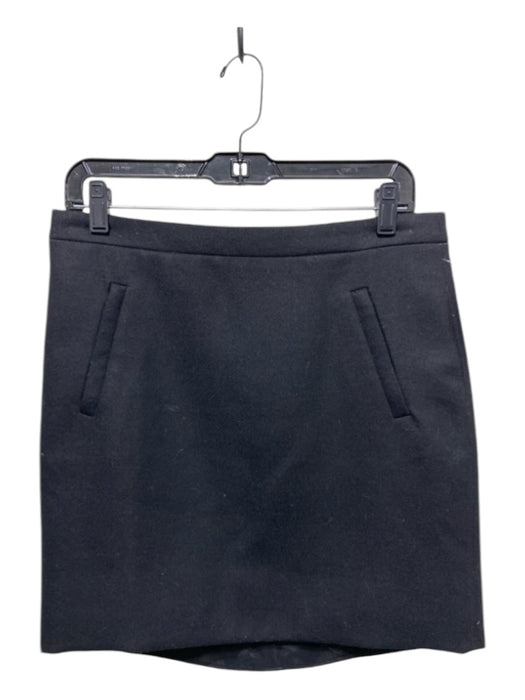 J Crew Size 4 Black Wool Front Zip Knee Length Skirt Black / 4