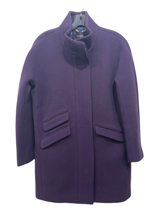 J. Crew Size 6P Purple Wool Zip Up Gold Hardware Mock Neck Front Pockets Coat Purple / 6P