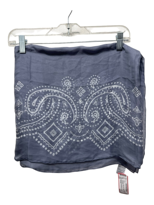 Givenchy Grey Blue & White Silk Paisley Sheer scarf Grey Blue & White