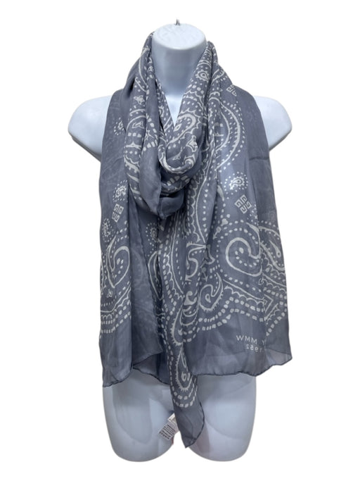 Givenchy Grey Blue & White Silk Paisley Sheer scarf Grey Blue & White