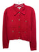 J Crew Size S Red Cotton Long Sleeve Solid Gold Tone Button Details Sweater Red / S