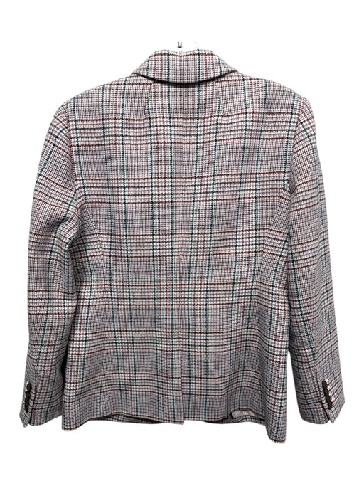 J Crew Size 6 Pink, Blue & Black Polyester & Wool Houndstooth One Button Jacket Pink, Blue & Black / 6