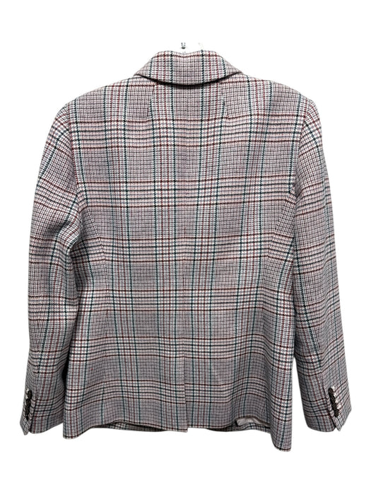 J Crew Size 6 Pink, Blue & Black Polyester & Wool Houndstooth One Button Jacket Pink, Blue & Black / 6