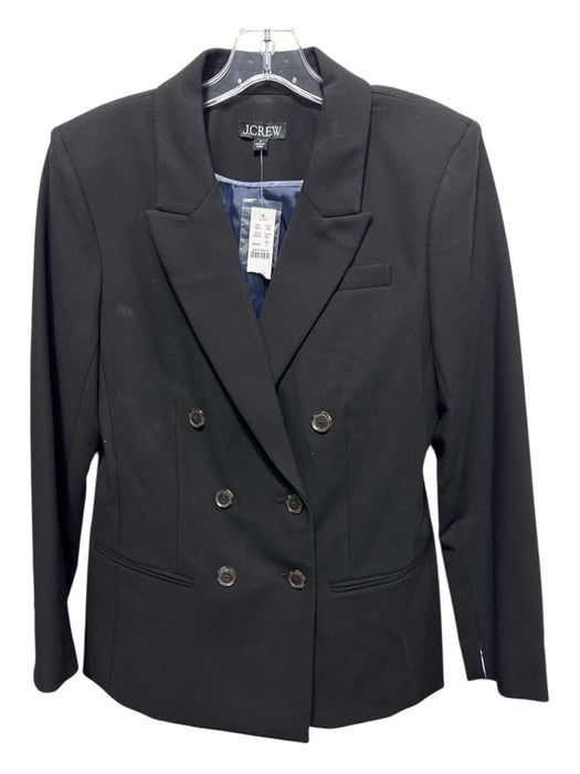 J Crew Size 4 Black Polyester Blend Solid Double Breasted Blazer Jacket Black / 4