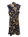 Anthropologie Size XS Navy Blue, Orange, & Multi Cotton Padded Cap Sleeve Dress Navy Blue, Orange, & Multi / XS