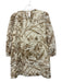 Tuckernuck Size S Cream & Beige Linen & Cotton Gathered Leaves Long Sleeve Dress Cream & Beige / S