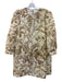 Tuckernuck Size S Cream & Beige Linen & Cotton Gathered Leaves Long Sleeve Dress Cream & Beige / S