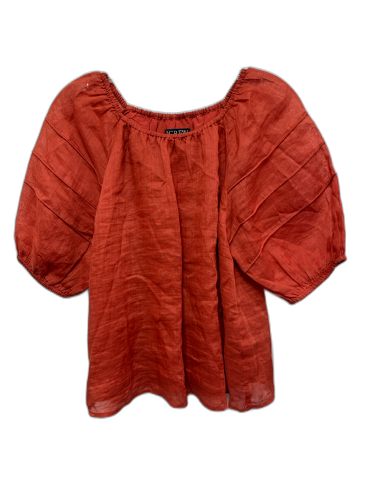 J. Crew Size XS Brick Red Ramie Boxy elastic neckline Puff Sleeve Top Brick Red / XS