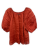 J. Crew Size XS Brick Red Ramie Boxy elastic neckline Puff Sleeve Top Brick Red / XS